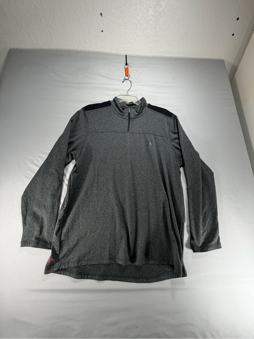Spyder Active ProWeb Gray 1/4 Zip Pullover Jacket Men's XL Long Sleeve Mock Neck